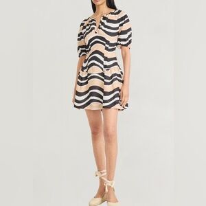 Striped Black and Tan Mini Dress Sz 6